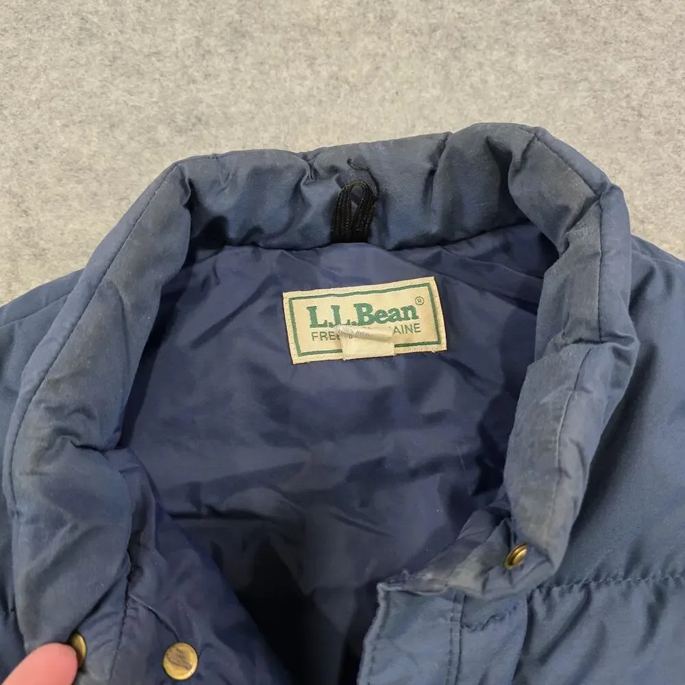 Vintage LL Bean Vest Mens XL Blue Nylon Insulated Snap Puffer‎ Made USA 90s 80s
